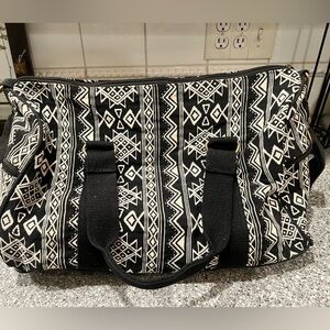 Tribal Black and White Geometric Patterned Duffel Bag No Maker